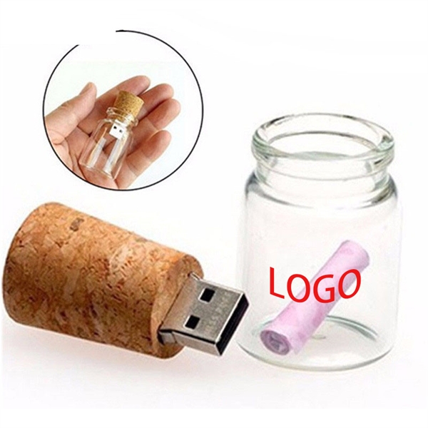 8GB USB 2.0 Glass Drift Bottle with Cork USB Flash Drive Gla - Image 1