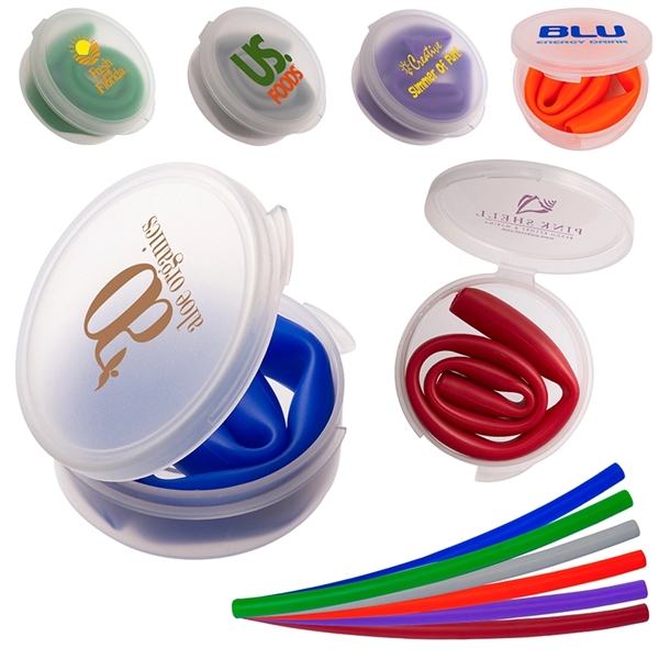 Silicone Straw In Round Travel Case - Image 3