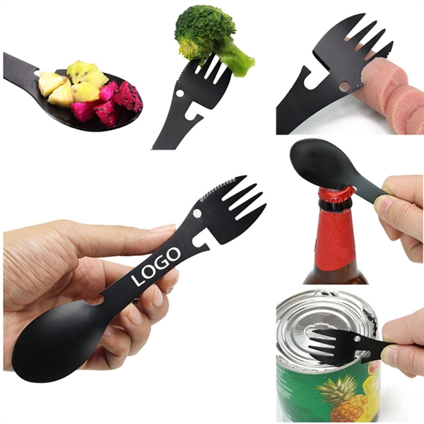 Multifunctional Camping Cookware Spoon Fork Bottle Opener P - Image 1
