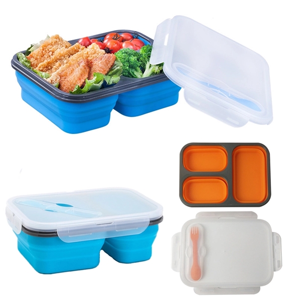 3-Compartment Collapsible Silicone Lunch Box - Image 3