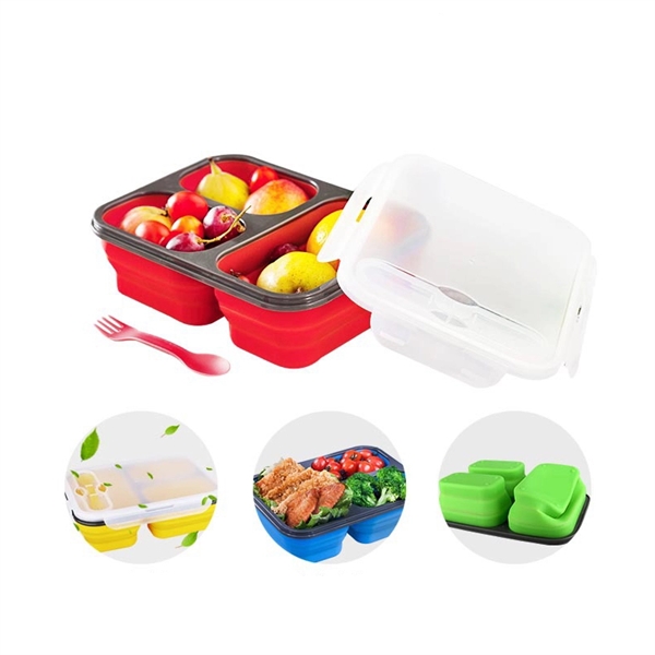 3-Compartment Collapsible Silicone Lunch Box - Image 4
