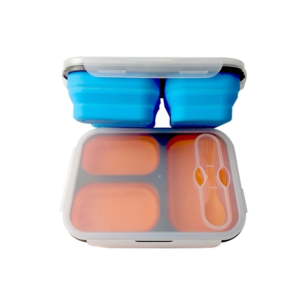 3-Compartment Collapsible Silicone Lunch Box - Image 5