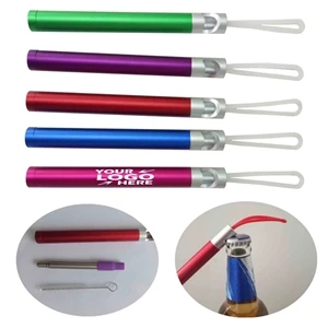 Stainless Steel Telescopic Straw With Bottle Opener
