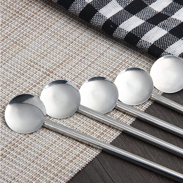 8 In Stainless Steel Cocktail Straw Spoon - Image 3