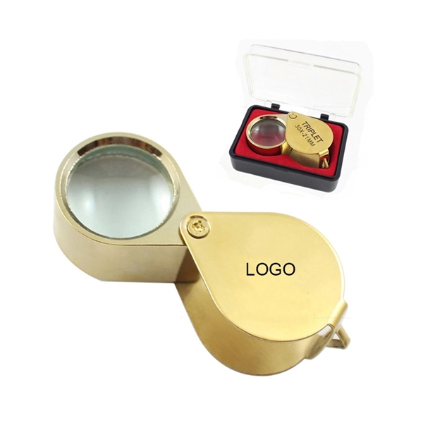 30X Metal Foldable Jewelry Loupe Golden Magnifier - Image 1