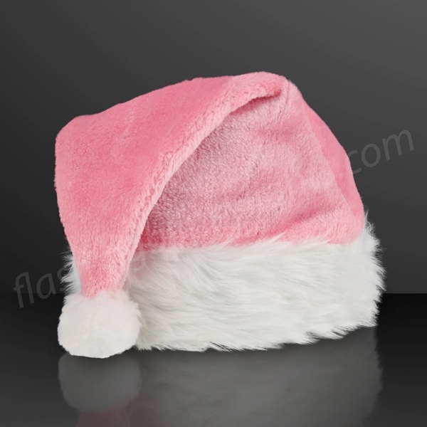 Fuzzy Soft Pink Santa Hats (Non-Light Up) - Image 1