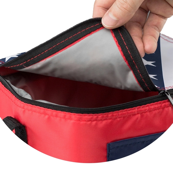 American Flag - Insulated Two tone Lunch Bag w/ Front Pocket - Image 4