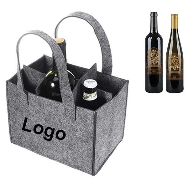 6 Packed Felt Wine Bottle Bag, Gift Wine Packaging Bag - Image 1