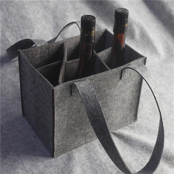 6 Packed Felt Wine Bottle Bag, Gift Wine Packaging Bag - Image 4