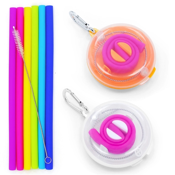 Creative Silicone Straw In Round Magnetic Travel Case - Image 2