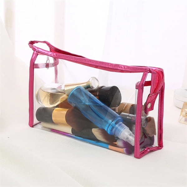 Waterproof  Clear PVC with Zipper Handle Portable Travel Lug - Image 3