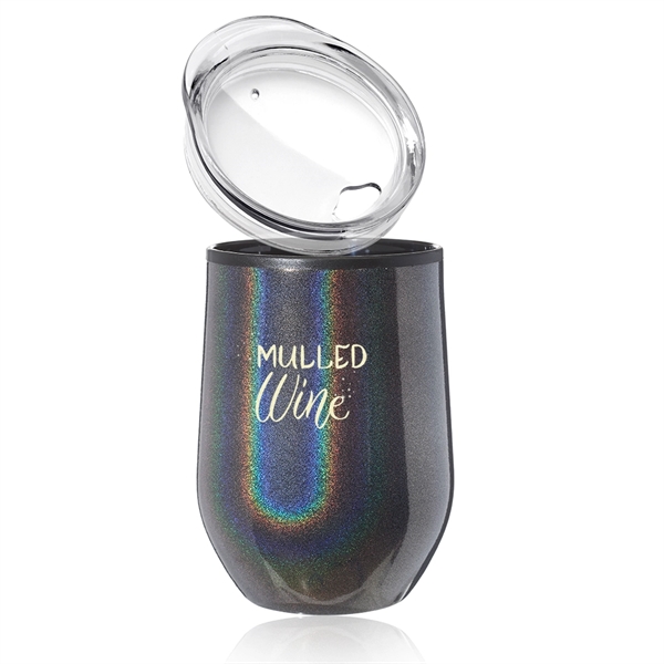 12 oz. Iridescent Stemless Wine Glass with Lid - Image 4