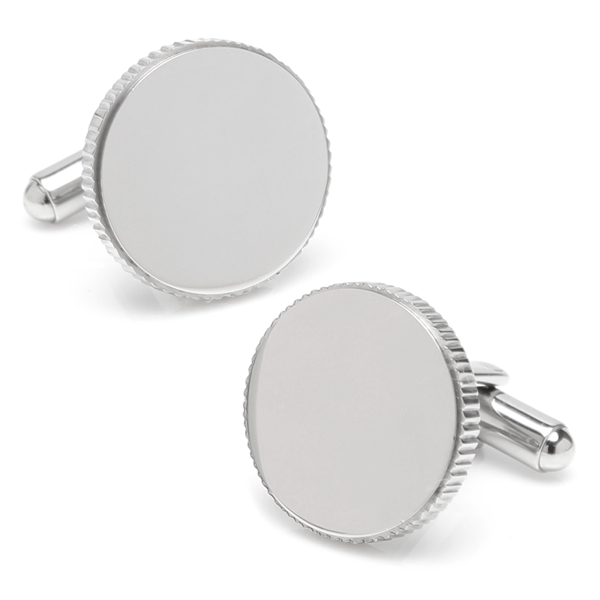 Coin Edge Stainless Steel Engravable Cufflinks - Image 1
