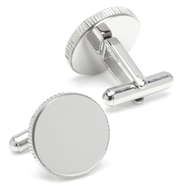 Coin Edge Stainless Steel Engravable Cufflinks - Image 2