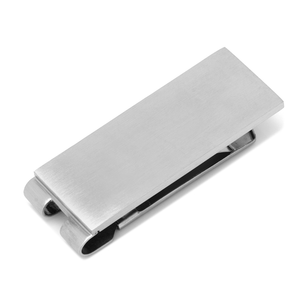 Brushed Stainless Steel Engravable Money Clip - Image 1