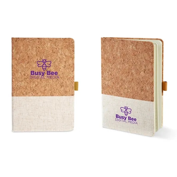 5 x 7 Hard Cover Cork & Heathered Fabric Journal - Image 1