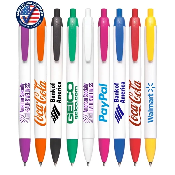 Certified Made USA - Wide Barrel Click Pen with Colored Trim