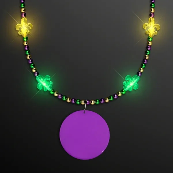 Light Up Fleur de Lis Jewelry, Mardi Gras Medallion - Image 2