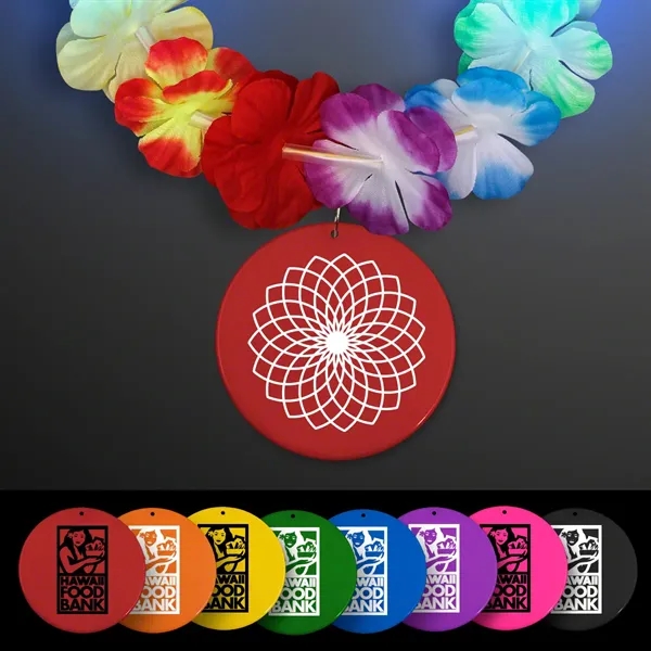 LED Rainbow Flower Lei Party Necklace with Medallion - Image 1