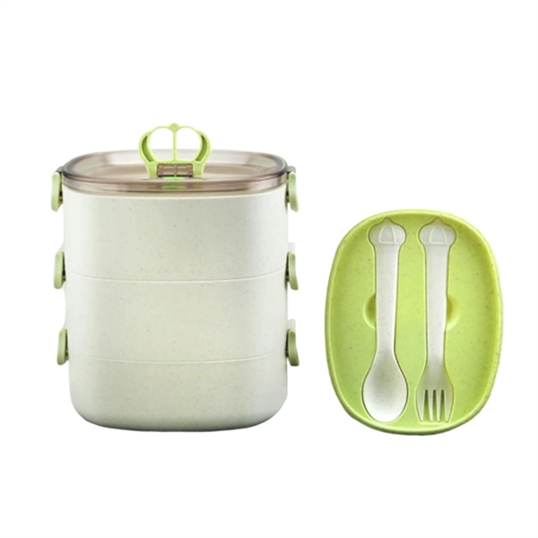 Bamboo Fiber Portable Lunch Box With Three Layers - Image 1