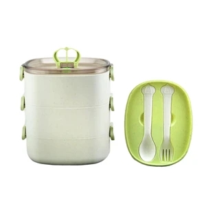 Bamboo Fiber Portable Lunch Box With Three Layers
