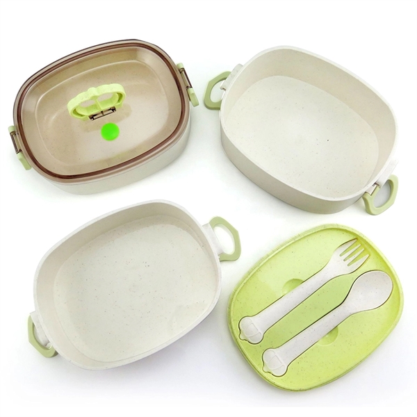 Bamboo Fiber Portable Lunch Box With Three Layers - Image 2