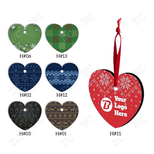 Full Color Christmas Ornament - Heart - Image 1
