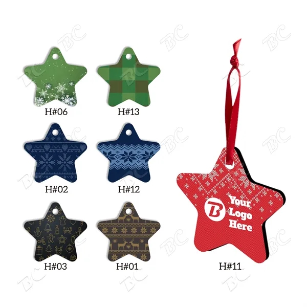 Full Color Christmas Ornament - Star - Image 1