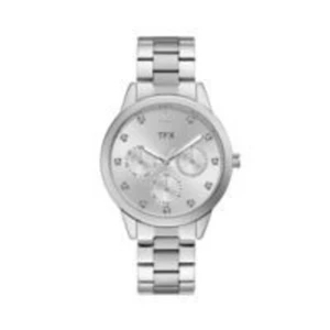 Bulova TFX Ladies Silver-Tone SS Crystal Watch Silver Dial