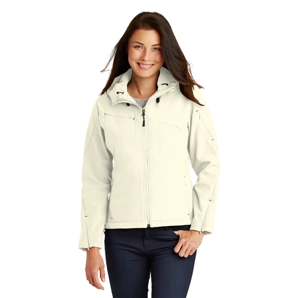 Port Authority® Ladies Textured Hooded Soft Shell Jacket - Image 4