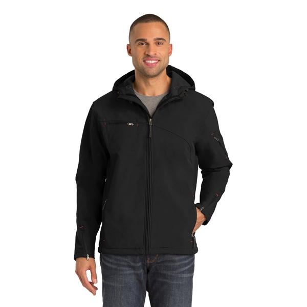 Port Authority® Textured Hooded Soft Shell Jacket - Image 3