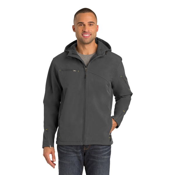 Port Authority® Textured Hooded Soft Shell Jacket - Image 4