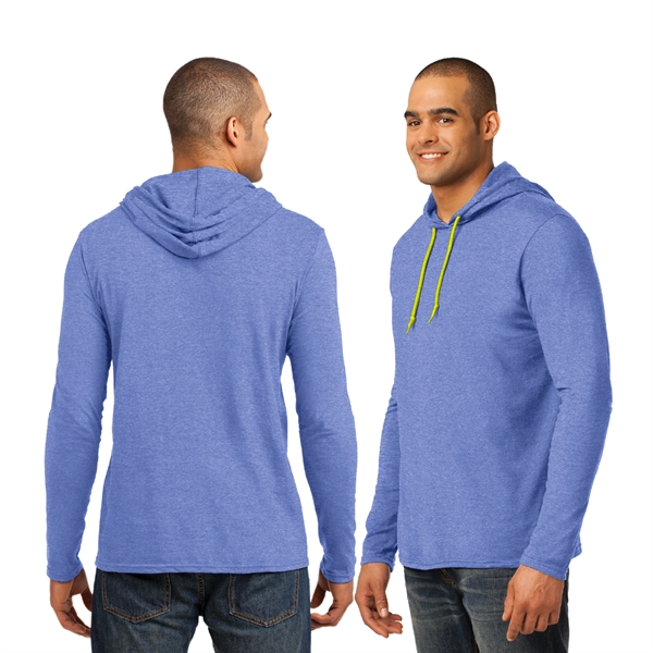 Anvil® 100% Combed Cotton Long Sleeve Hooded T-Shirt - Image 2