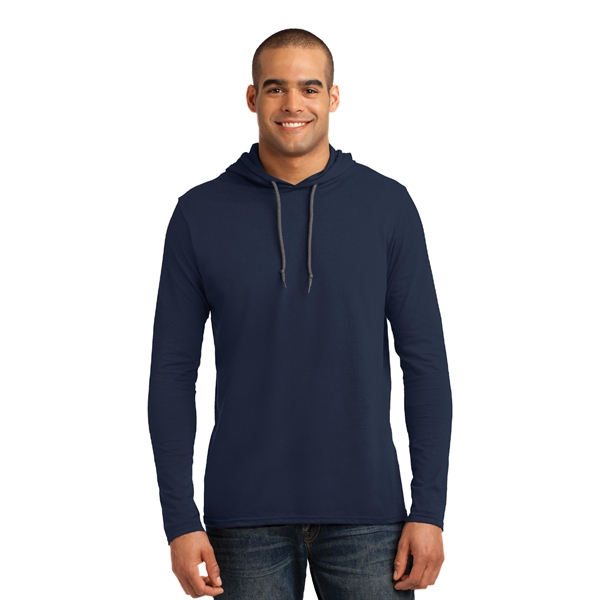 Anvil® 100% Combed Cotton Long Sleeve Hooded T-Shirt - Image 4