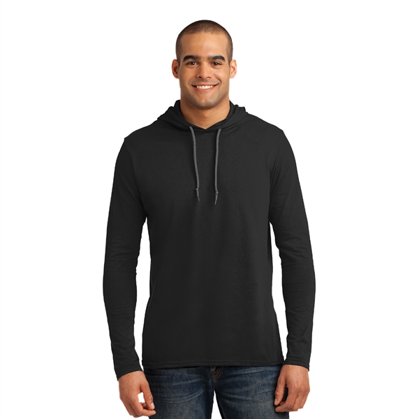 Anvil® 100% Combed Cotton Long Sleeve Hooded T-Shirt - Image 6
