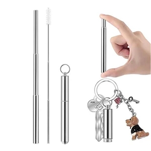 Portable Telescopic Stainless Steel Straw With Aluminum Case
