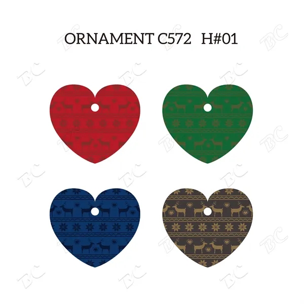 Full Color Christmas Ornament - Heart - Image 2