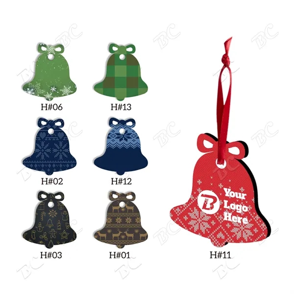Full Color Christmas Ornament - Bell - Image 1