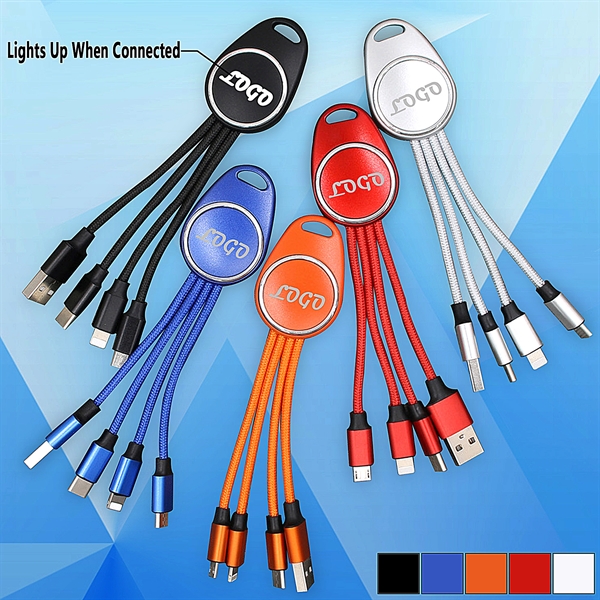 Light-Up 3 in1 Charging Cable w/ Key Ring - Image 1