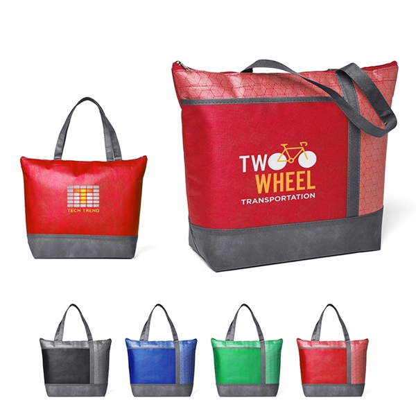Hexagon Pattern Non-Woven Cooler Tote - Image 1