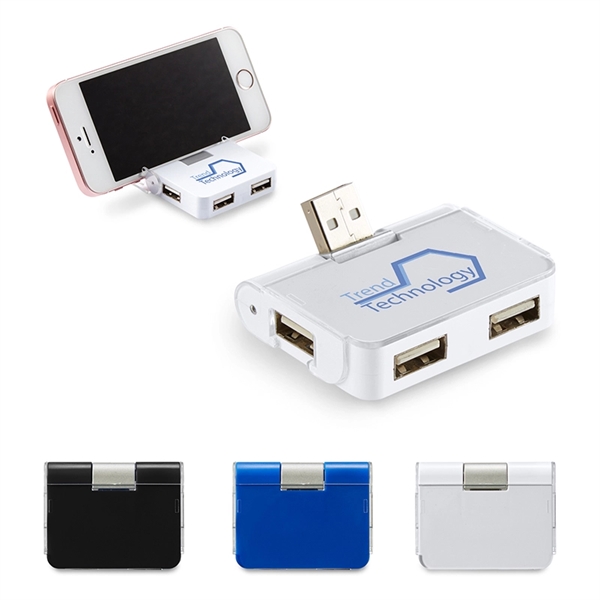 4-Port USB Hub with Phone Holder - Image 1