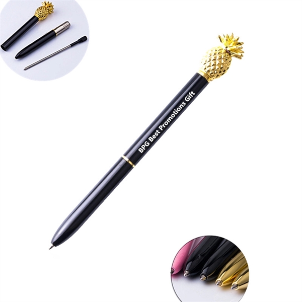 Pineapple Top Metal Ballpoint Pens - Image 1