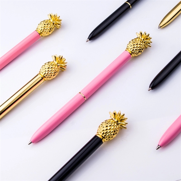 Pineapple Top Metal Ballpoint Pens - Image 2
