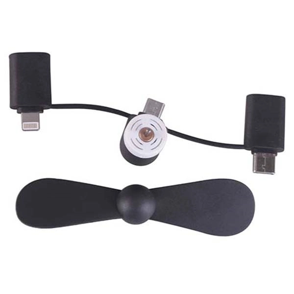 USB Mini fan with 3 in 1 connector with USB Type C - Image 2