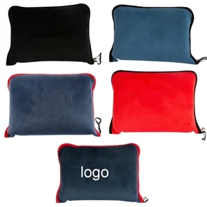 2 In 1 Travel Plush Blanket with Soft Pillow