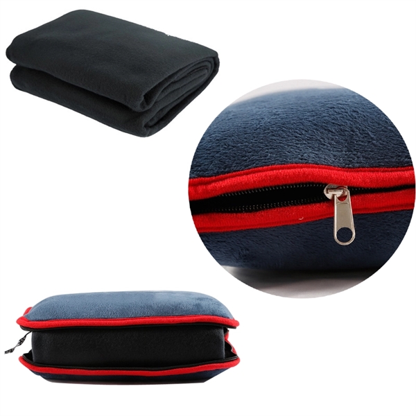 2 In 1 Travel Plush Blanket with Soft Pillow - Image 3