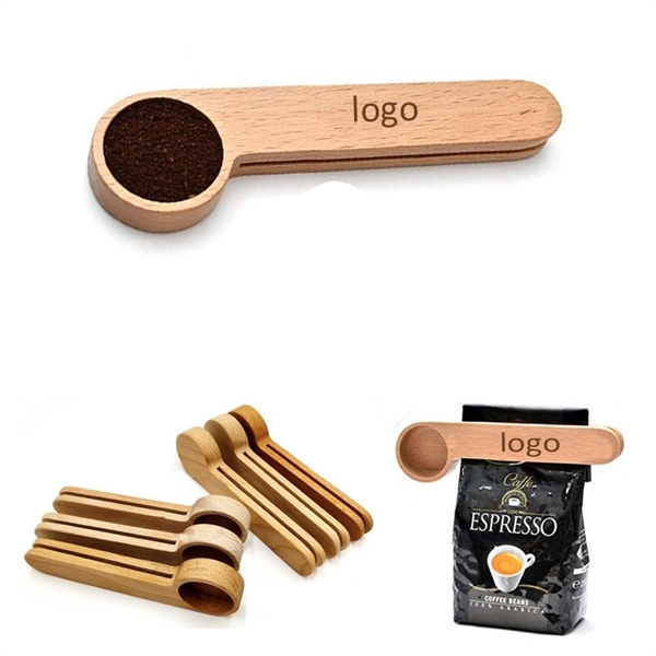 Wooden Coffee Scoop with Clip - Image 1