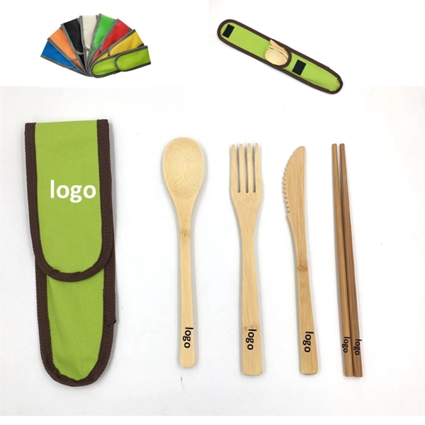 Bamboo Utensil Set with Travel Bag Set of 4