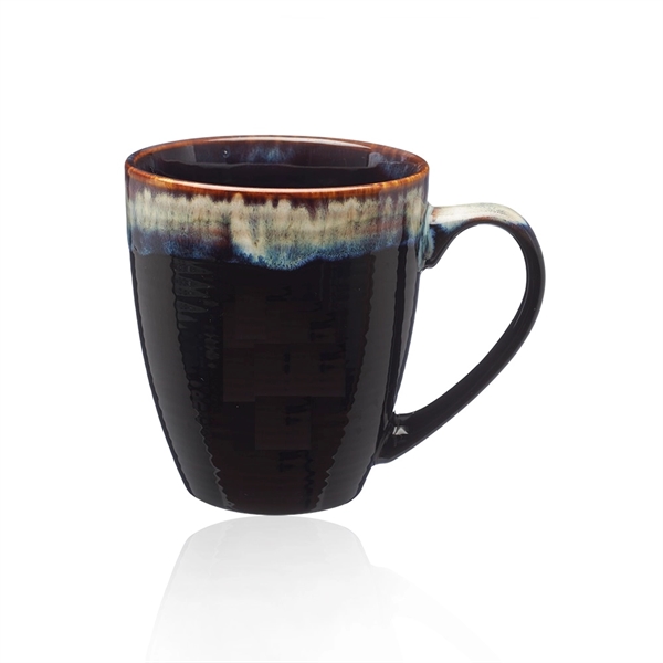 Glossy Ceramic Coffee Mug w/ Drip Glaze Rim 17 oz. Mugs - Image 2