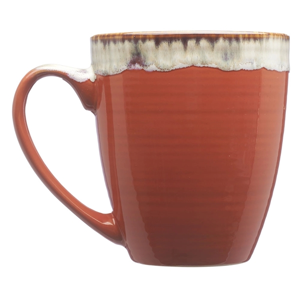 Glossy Ceramic Coffee Mug w/ Drip Glaze Rim 17 oz. Mugs - Image 4